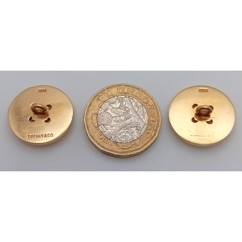 47 - A Pair of Tiffany and Co. 14K Yellow Gold Buttons. 20mm diameter. 13.92g total weight.