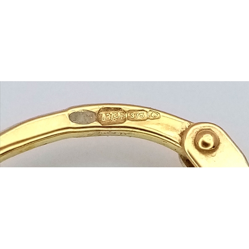 49 - Impressive Pair of 9 CARAT GOLD BAMBOO HOOP EARRINGS. 3.5 cm. 3.0 Grams. Please see pictures.