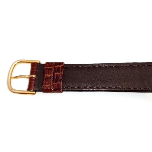 50 - A Vintage Rolex Oyster Perpetual Gold Cased Ladies Automatic Watch. Brown leather strap. Gold case -... 