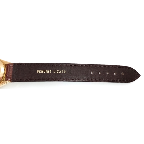 50 - A Vintage Rolex Oyster Perpetual Gold Cased Ladies Automatic Watch. Brown leather strap. Gold case -... 