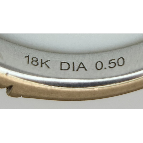 60 - An 18k Gold and Diamond Half Eternity Ring. 0.50ctw. Size L. 4.1g total weight.
