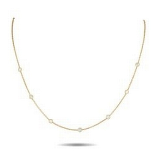 100 - An 18K Yellow Gold 1.05ct Diamond Station Necklace. A series of round-cut Diamonds with a total weig... 