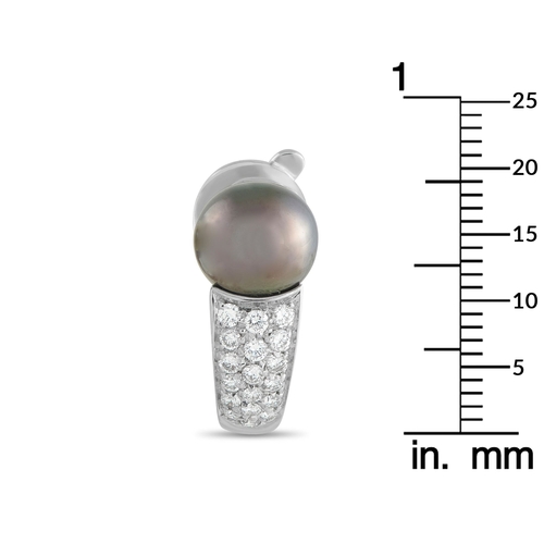 11 - A Boucheron 18K White Gold 0.35ct Diamond and Black Pearl Clip-On Earrings. These Boucheron white go... 