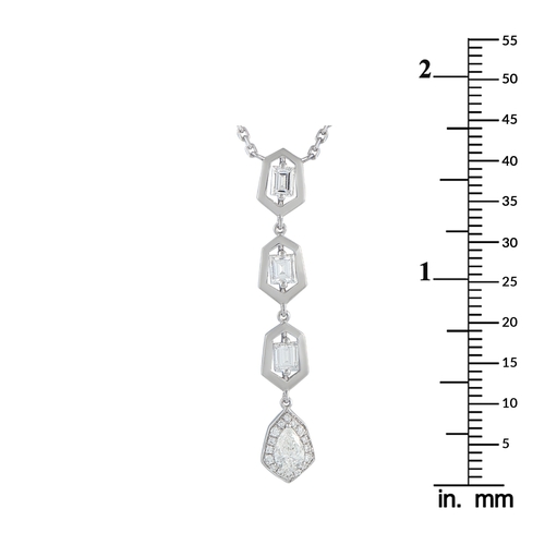 119 - An 18K White Gold 1.25ct Diamond Geometric Drop Necklace. A modern drop necklace in 18K white gold. ... 