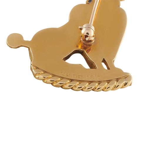23 - WITHDRAWN-A Cartier 18K Yellow Gold Sapphire and Ruby Poodle Brooch. 18K Yellow Gold on this Cartier... 