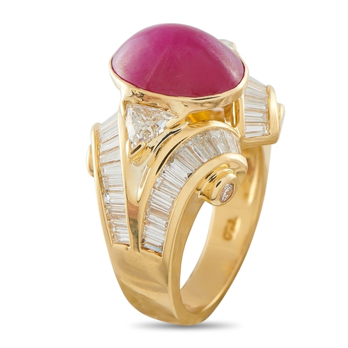 44 - WITHDRAWN-A Charles Krypell 18K Yellow Gold 2.25ct Diamond and Ruby Ring. The detailed 18K Yellow Go... 