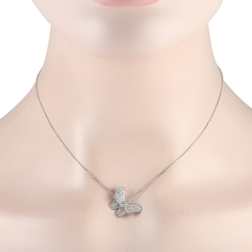 84 - An 18K White Gold 0.65ct Diamond Butterfly Necklace. Crafted entirely from 18K White Gold, it featur... 