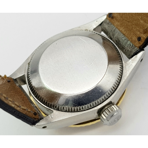 64 - A Rolex Datejust, Diamond Dial Automatic Ladies Watch. Grey leather strap. Stainless steel case - 26... 
