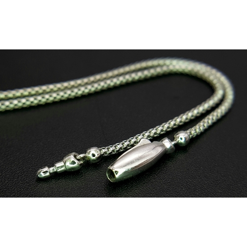 86 - An 18K White Gold, Pearl and Diamond Necklace. Fancy Venetian links with a diamond encrusted serpent... 