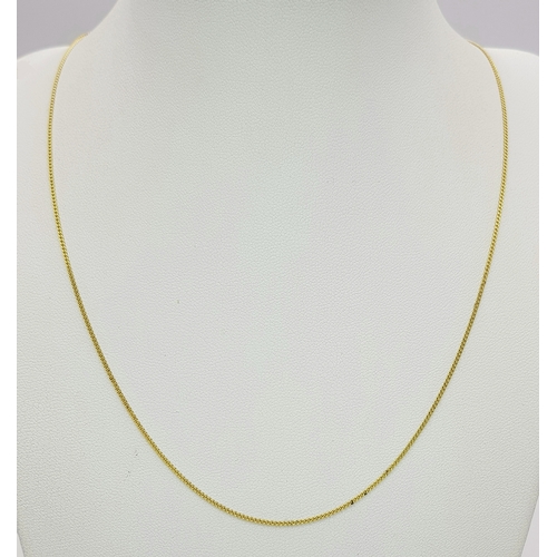 94 - An 18K Yellow Gold Petit Curb Link Chain/Necklace. 44cm. 2.3g.