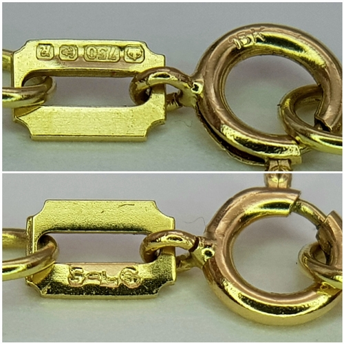94 - An 18K Yellow Gold Petit Curb Link Chain/Necklace. 44cm. 2.3g.