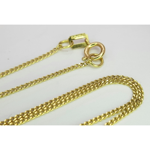 94 - An 18K Yellow Gold Petit Curb Link Chain/Necklace. 44cm. 2.3g.