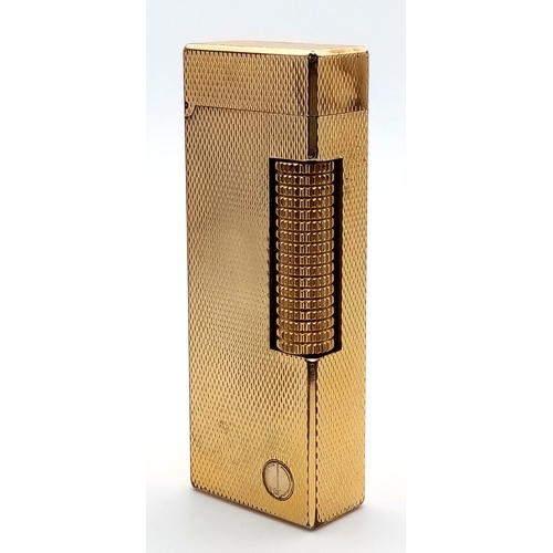 98 - Genuine Vintage DUNHILL GOLD PLATED LIGHTER. Engine Turned Design. Very nice condition, please see p... 