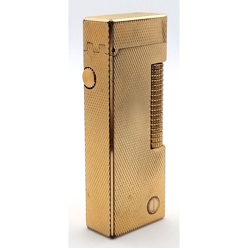 98 - Genuine Vintage DUNHILL GOLD PLATED LIGHTER. Engine Turned Design. Very nice condition, please see p... 