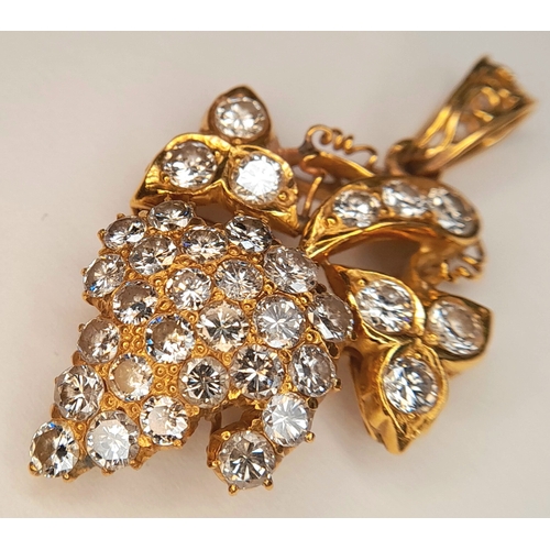 104 - A 21K YELLOW GOLD, DIAMOND SET, BUNCH OF GRAPES PENDANT. 1.65 TCW APPROX, 5.3G. TAN 4009.