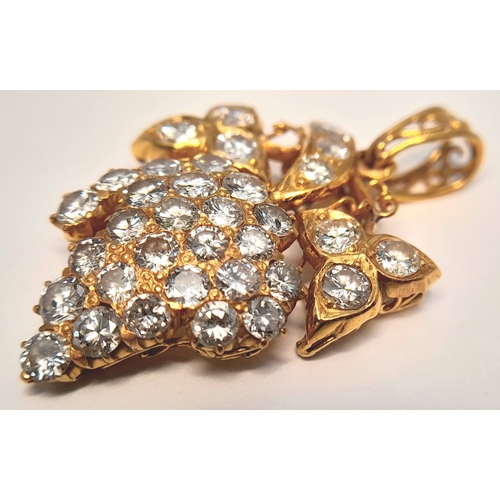 104 - A 21K YELLOW GOLD, DIAMOND SET, BUNCH OF GRAPES PENDANT. 1.65 TCW APPROX, 5.3G. TAN 4009.