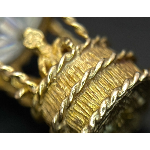 111 - A 9K YELLOW GOLD, CRYSTAL SET, HOT AIR BALLOON CHARM / PENDANT. 10.8G. S/A 1561 - 2.