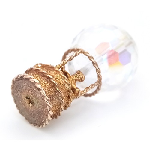111 - A 9K YELLOW GOLD, CRYSTAL SET, HOT AIR BALLOON CHARM / PENDANT. 10.8G. S/A 1561 - 2.