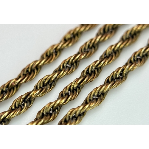 113 - A Vintage 9K Yellow Gold Rope Chain with a Crossover Safety Pin Pendant. chain - 40cm. 3.5cm pendant... 