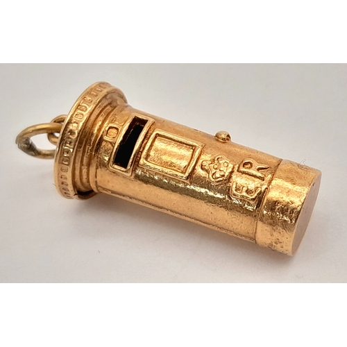 125 - A 9K YELLOW GOLD, POSTBOX CHARM/PENDANT. 4.5G. S/A 1561 - 3.