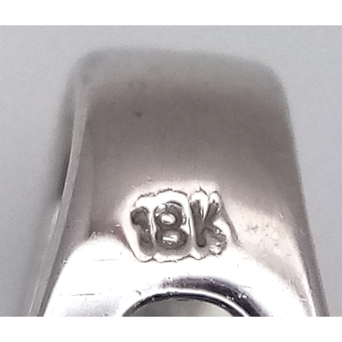 133 - Sophisticated 18 CARAT WHITE GOLD PENDANT. Having a PEAR CUT SAPPHIRE mounted to centre with DIAMOND... 