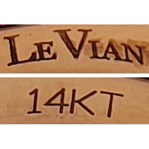 139 - A 14K ROSE GOLD, LE VIAN, 2 ROW, DIAMOND SET RING. 0.35 TCW, 3.6G, SIZE N. TAN 4001.