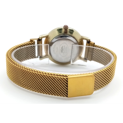 1078 - A LAURA ASHLEY, GOLD TONE, MESH BRACELET WATCH. IN FULL WORKING ORDER, NEW BATTERY FITTED RECENTLY. ... 