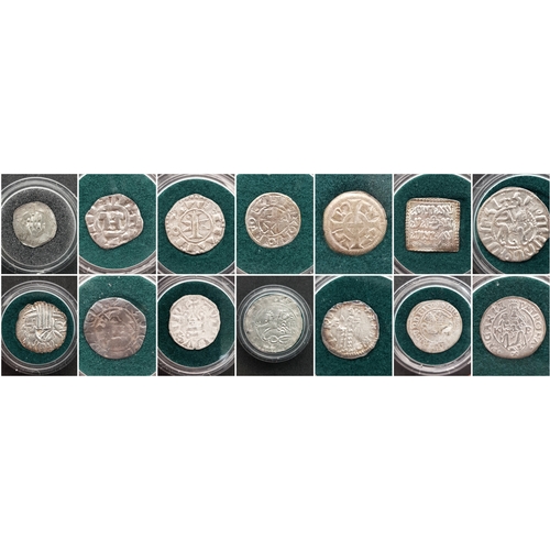 1066 - A Superb Set of Antique Silver Coins from Medieval Europe, comprising 14 coins in capsules and in a ... 