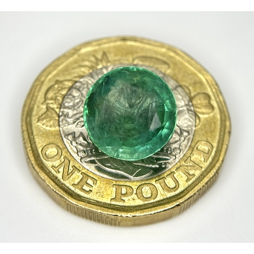 15 - A 4.16ct Round Brilliant Cut Zambian Natural Emerald Gemstone. GFCO Switzerland certified. A rare in... 