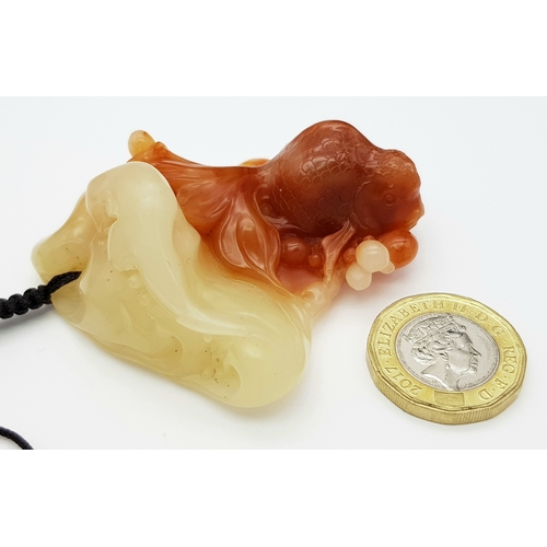 16 - Chinese Shoushan Stone Carving of a Goldfish with Tassel
Dimensions: approx. 5 cm length × 5 cm widt... 