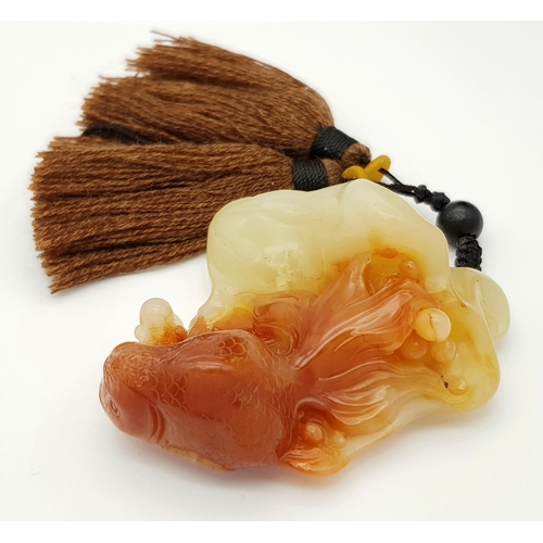 16 - Chinese Shoushan Stone Carving of a Goldfish with Tassel
Dimensions: approx. 5 cm length × 5 cm widt... 