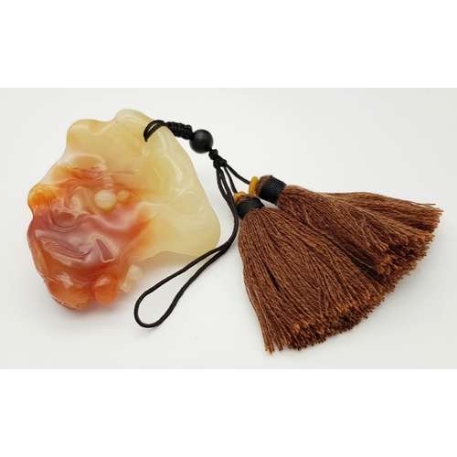 16 - Chinese Shoushan Stone Carving of a Goldfish with Tassel
Dimensions: approx. 5 cm length × 5 cm widt... 