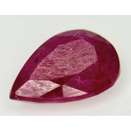 22 - A Rare 2.57ct Pear Mixed Cut Ruby Gemstone. Vietnam origin. WGI London UK certified. Ref: BVC 07