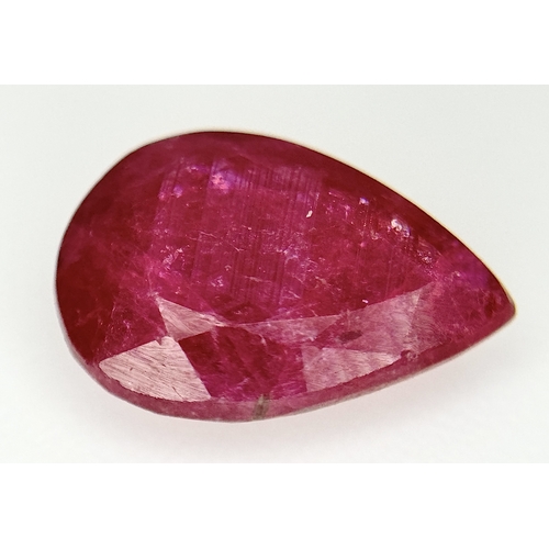 22 - A Rare 2.57ct Pear Mixed Cut Ruby Gemstone. Vietnam origin. WGI London UK certified. Ref: BVC 07