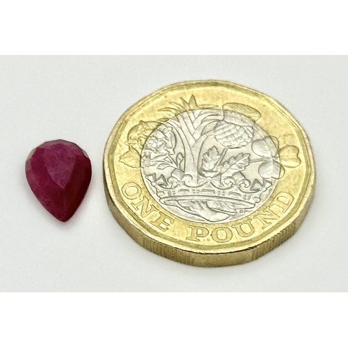 22 - A Rare 2.57ct Pear Mixed Cut Ruby Gemstone. Vietnam origin. WGI London UK certified. Ref: BVC 07