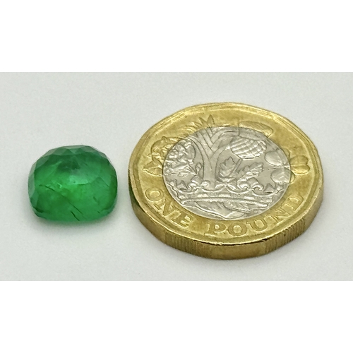32 - A 5.55ct Cushion-Cut Zambian Natural Emerald Gemstone. Minor oil, exceptional lustre, a rare investm... 