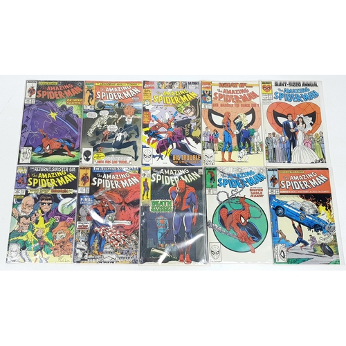 Ten Marvel The Amazing Spiderman Comics - Most  Being in Very Fine to Very Fine Plus Grade. All individually wrapped in plastic. Please refer to photos for finer details.