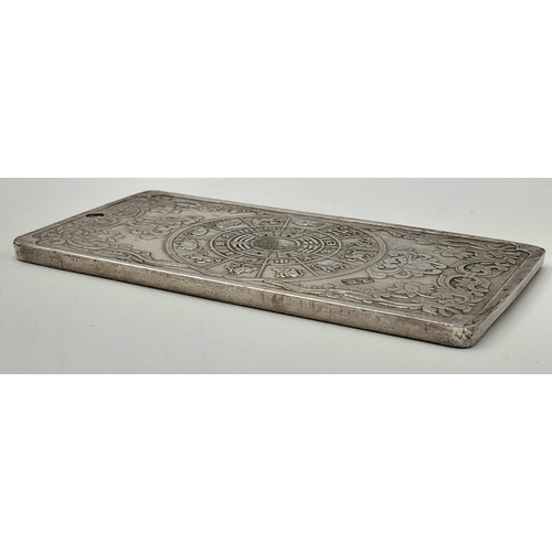 1119 - An Antique Chinese White Metal Ingot ‘Year of the Rooster’. 9.5 x 5cm. Known as Tibetan Silver, weig... 