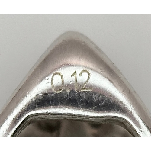 526 - A 9K White Gold, Diamond Pave Pair Shaped Pendant. 12mm. 
1.25g.