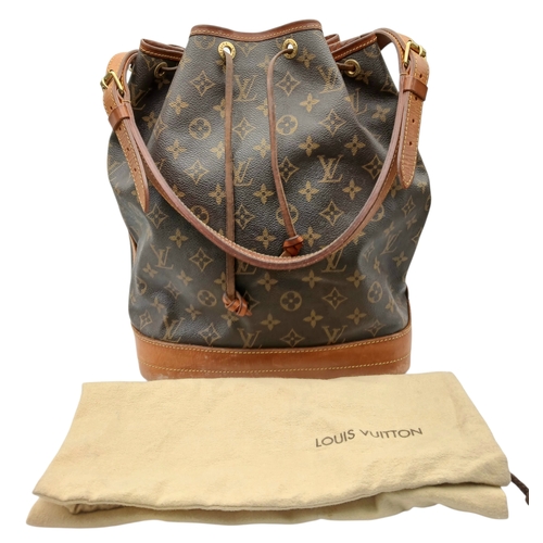 180 - A Louis Vuitton Brown Monogram Noé Shoulder Bag. Brown monogram coated canvas exterior with gold-ton... 