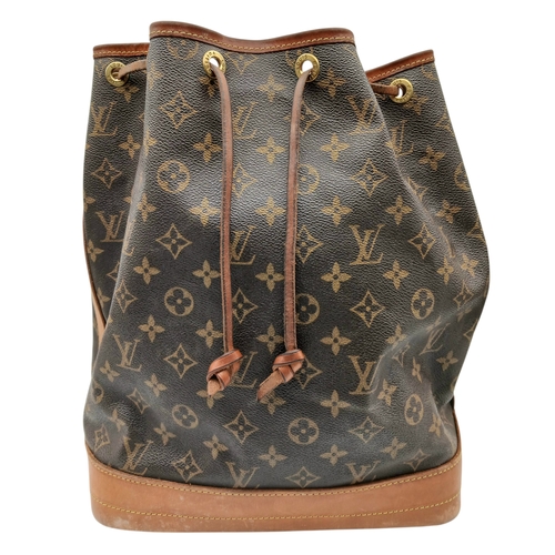 180 - A Louis Vuitton Brown Monogram Noé Shoulder Bag. Brown monogram coated canvas exterior with gold-ton... 