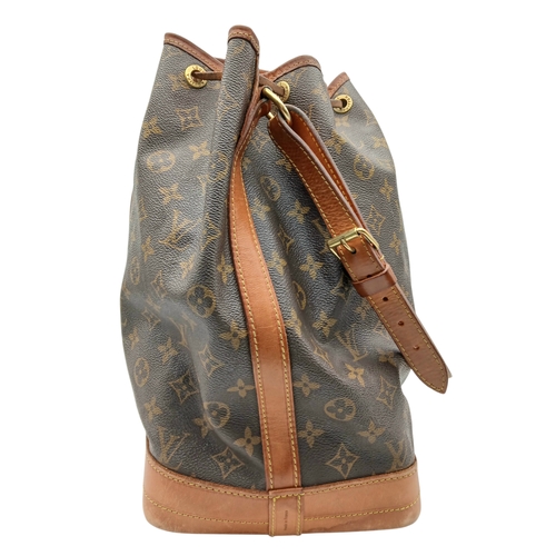 180 - A Louis Vuitton Brown Monogram Noé Shoulder Bag. Brown monogram coated canvas exterior with gold-ton... 