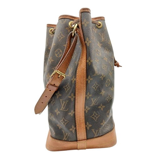 180 - A Louis Vuitton Brown Monogram Noé Shoulder Bag. Brown monogram coated canvas exterior with gold-ton... 