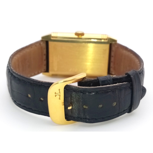 373 - AN 18K YELLOW GOLD JAEGER-LE-COULTRE, REVERSO GENTS MECHANICAL WATCH. MODEL 270.1.62. BLACK LEATHER ... 