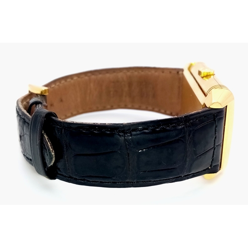 373 - AN 18K YELLOW GOLD JAEGER-LE-COULTRE, REVERSO GENTS MECHANICAL WATCH. MODEL 270.1.62. BLACK LEATHER ... 