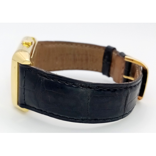 373 - AN 18K YELLOW GOLD JAEGER-LE-COULTRE, REVERSO GENTS MECHANICAL WATCH. MODEL 270.1.62. BLACK LEATHER ... 