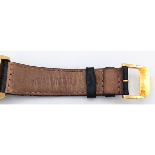 373 - AN 18K YELLOW GOLD JAEGER-LE-COULTRE, REVERSO GENTS MECHANICAL WATCH. MODEL 270.1.62. BLACK LEATHER ... 