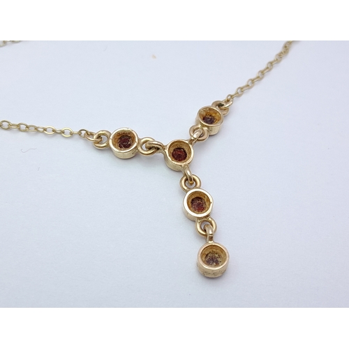 504 - Elegant Fully Hallmarked 9 CARAT GOLD NECKLACE with GARNET DETAIL in Victorian  DROP STYLE. 2.24 Gra... 