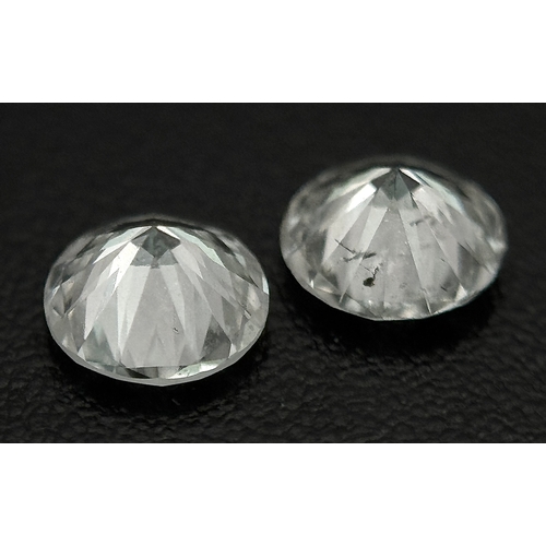 535 - A PAIR OF 3.9MM ROUND BRILLIANT CUT, NATURAL DIAMONDS. 0.43TCW. ABSC 1004