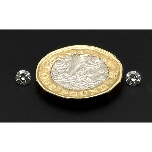 535 - A PAIR OF 3.9MM ROUND BRILLIANT CUT, NATURAL DIAMONDS. 0.43TCW. ABSC 1004